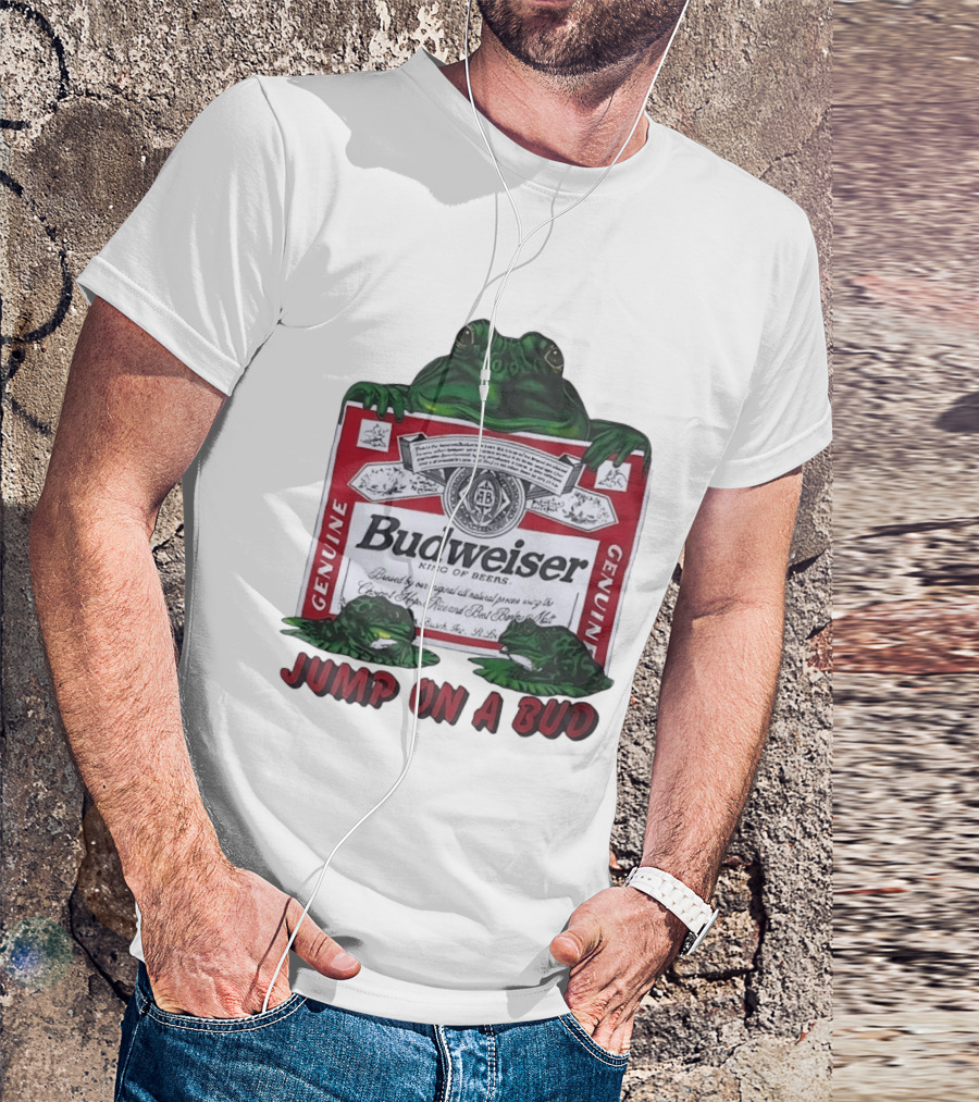 Budweiser Genuine King Of Beers Frogs Jump On A Bud T-Shirt