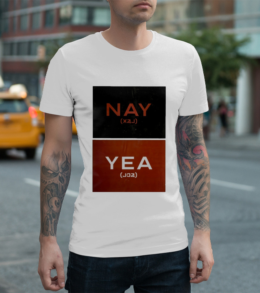 Nay Yea Minimalist Affirmation Negation Optical Illusion T-Shirt