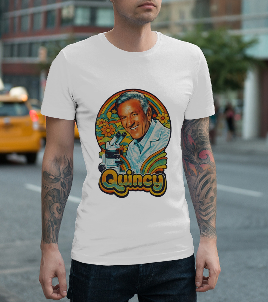 Quincy Scientist Jack Klugman Vintage Retro Flowers And Microscopes T-Shirt