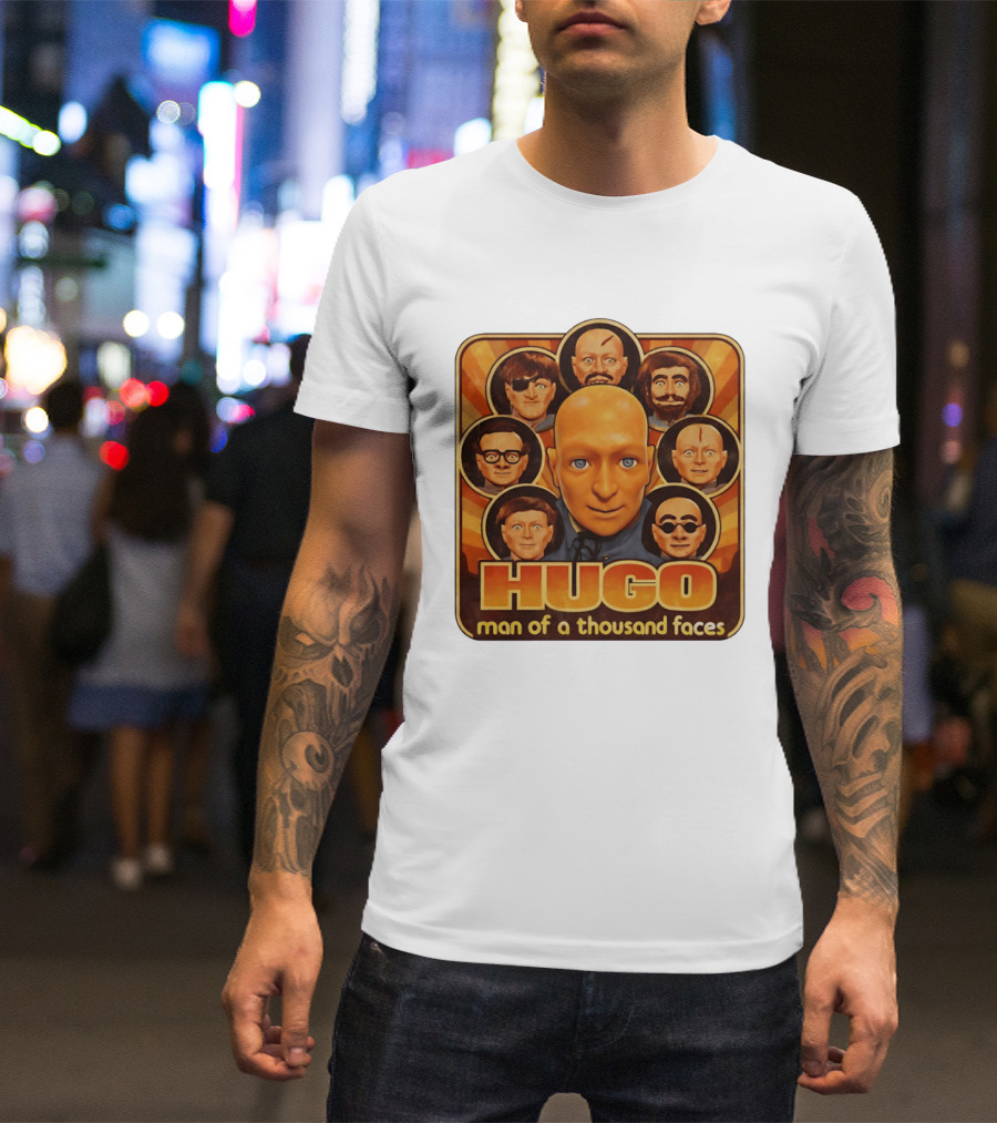 Hugo Man Of A Thousand Faces Ventriloquist Dummy Mask Collection T-Shirt