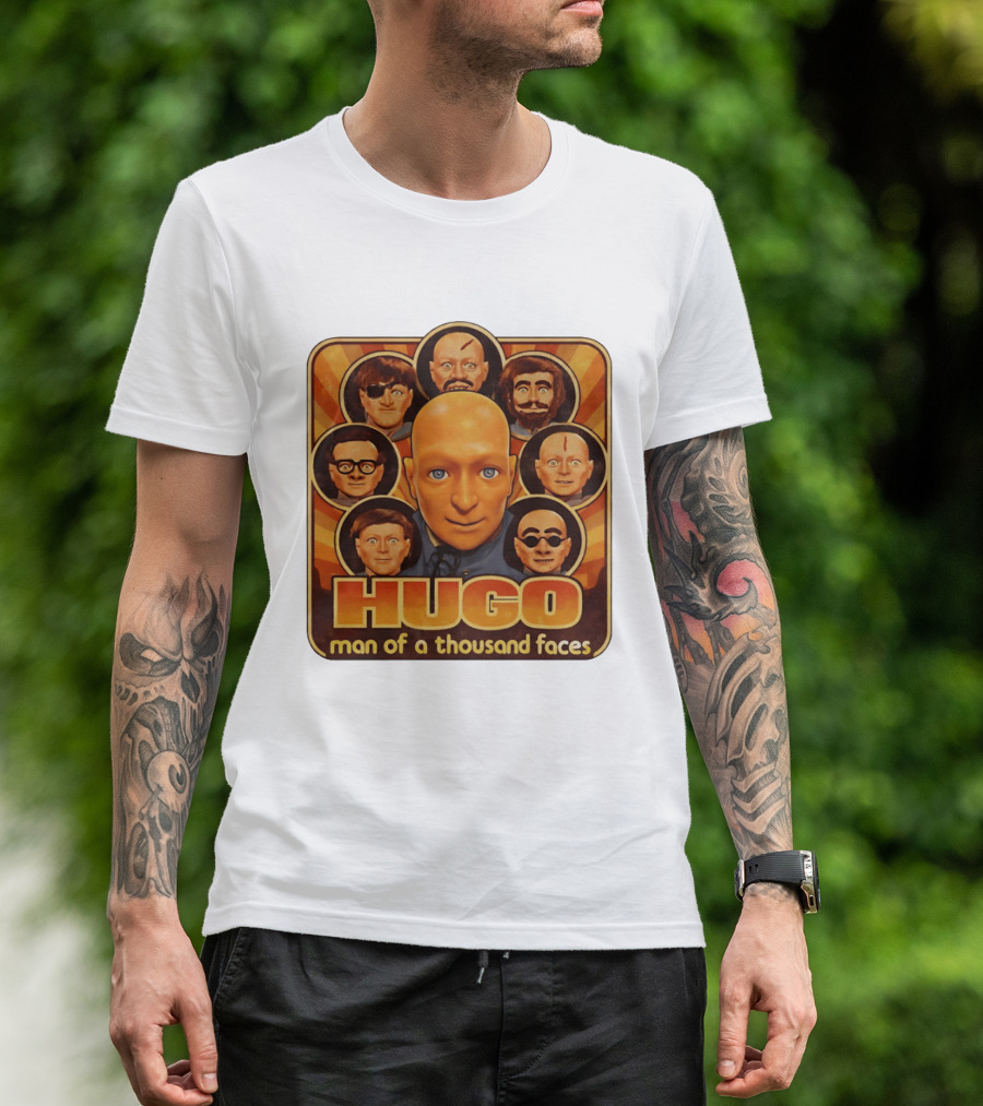 Hugo Man Of A Thousand Faces Ventriloquist Dummy Mask Collection T-Shirt