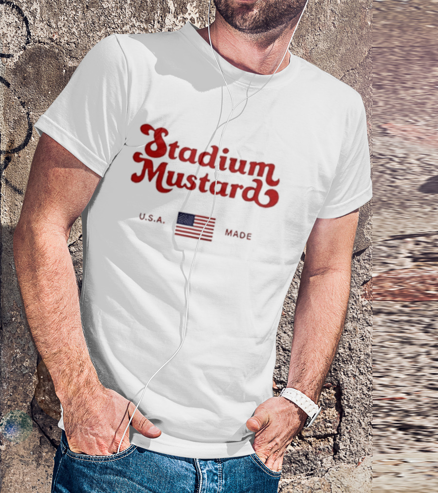 Stadium Mustard USA Made American Flag T-Shirt