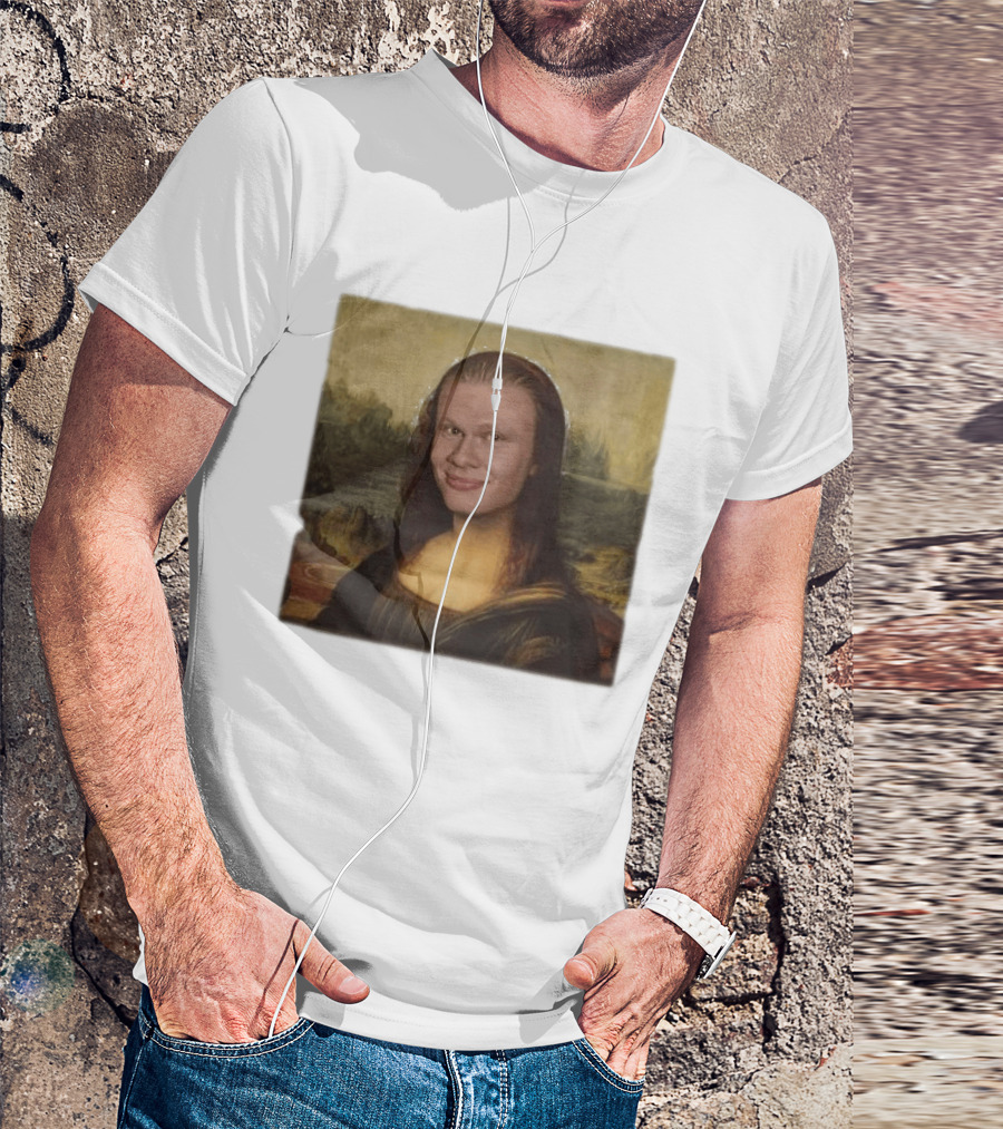 Mona Lisa Erling Haaland Meme Face Fusion T-Shirt