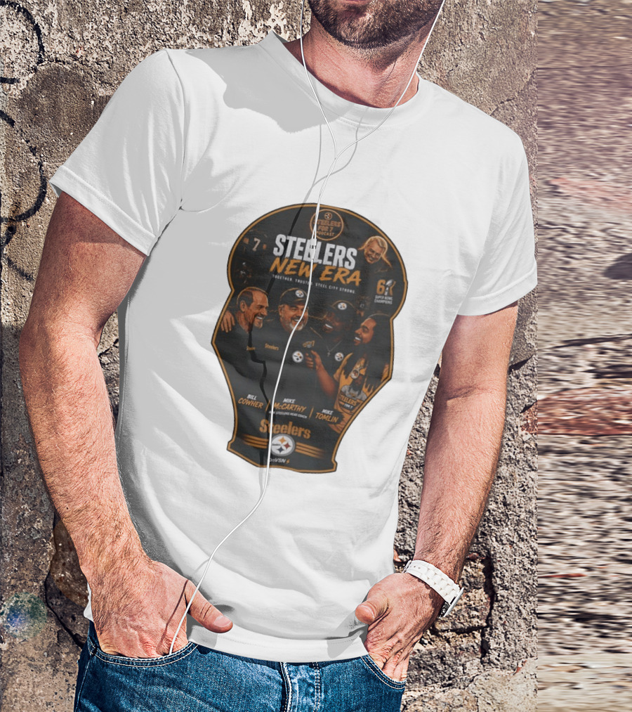 Steelers New Era Podcast Bill Cowher Mike McCarthy Mike Tomlin Together Trusted Steel City Strong Super Bowl Champions T-Shirt