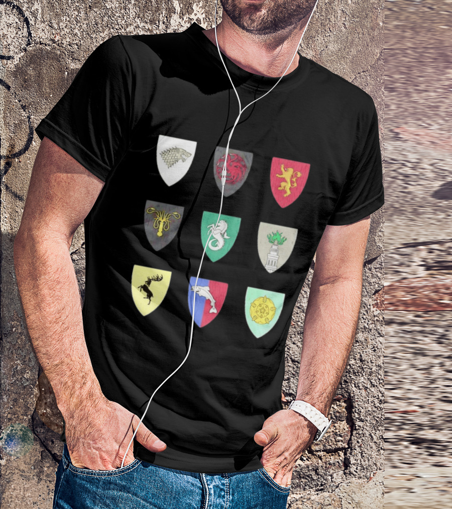 Game Of Thrones Westeros House Sigils Stark Targaryen Lannister Greyjoy Tully Baratheon بأأ** T-Shirt