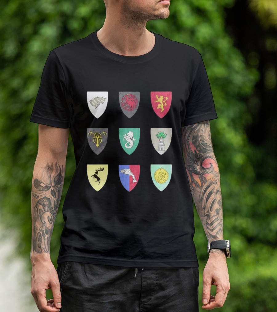 Game Of Thrones Westeros House Sigils Stark Targaryen Lannister Greyjoy Tully Baratheon بأأ** T-Shirt