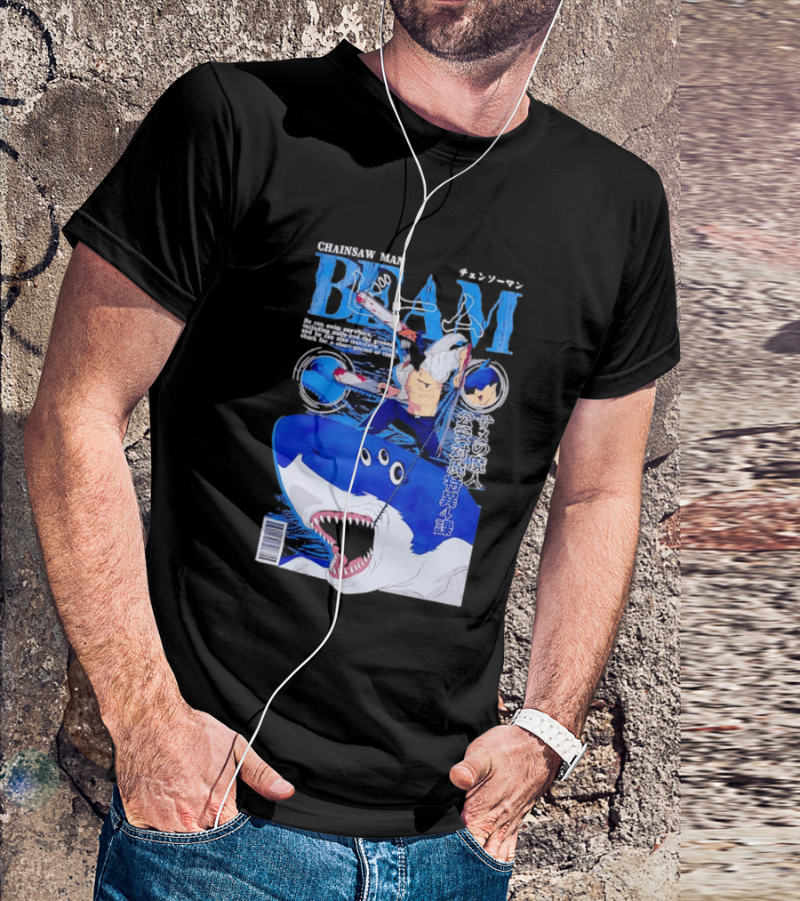Chainsaw Man Beam Shark Transformation Japanese Manga Cover T-Shirt