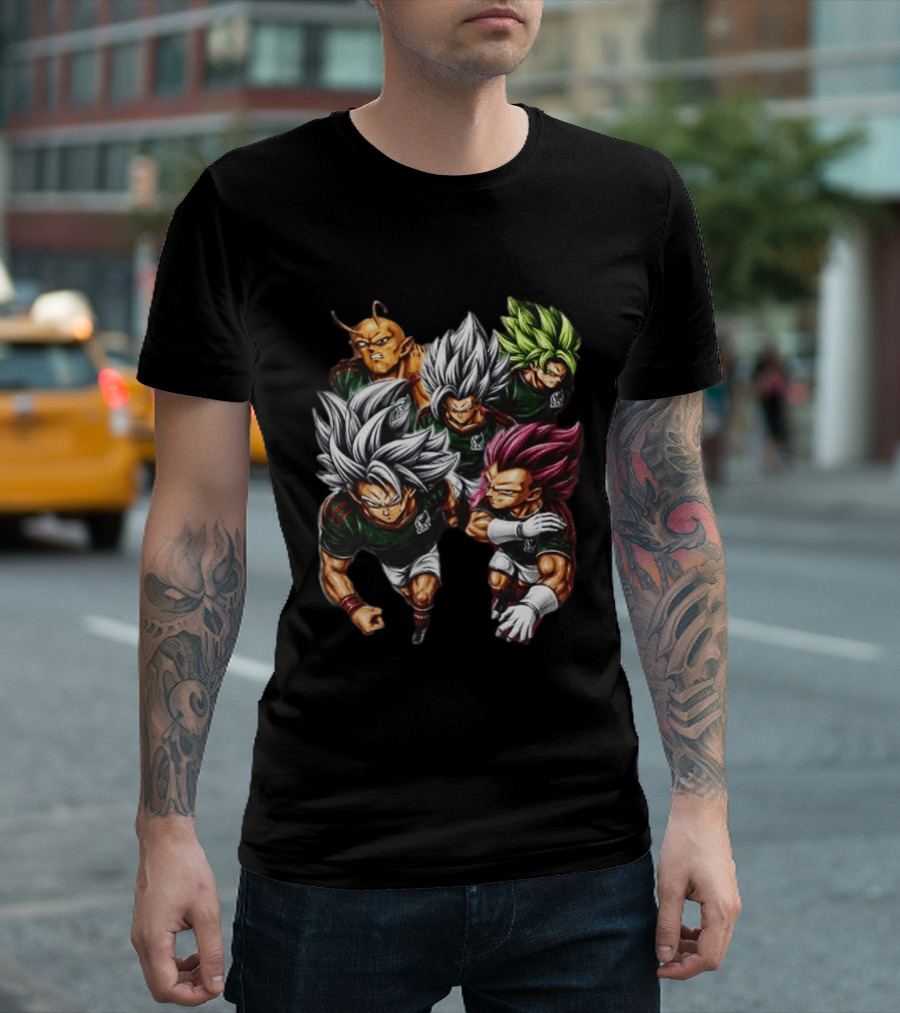 Goku Vegeta Dragon Ball Mexico Soccer Collaboration Game Time Two Sided T-Shirt