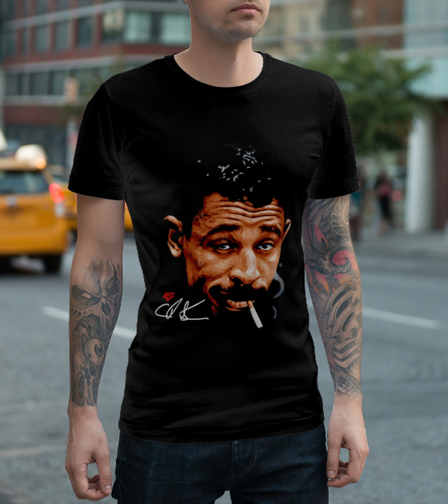 Charles Bukowski Cigarette Artwork CK Signature T-Shirt