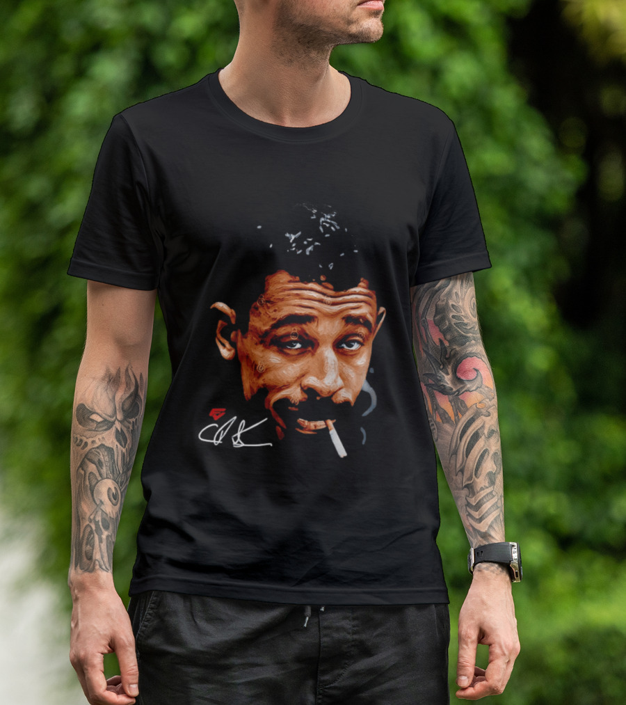 Charles Bukowski Cigarette Artwork CK Signature T-Shirt