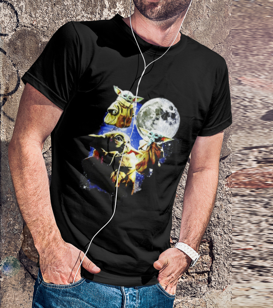 Grogu Star Wars The Mandalorian Baby Yoda Three Wolves Moon T-Shirt