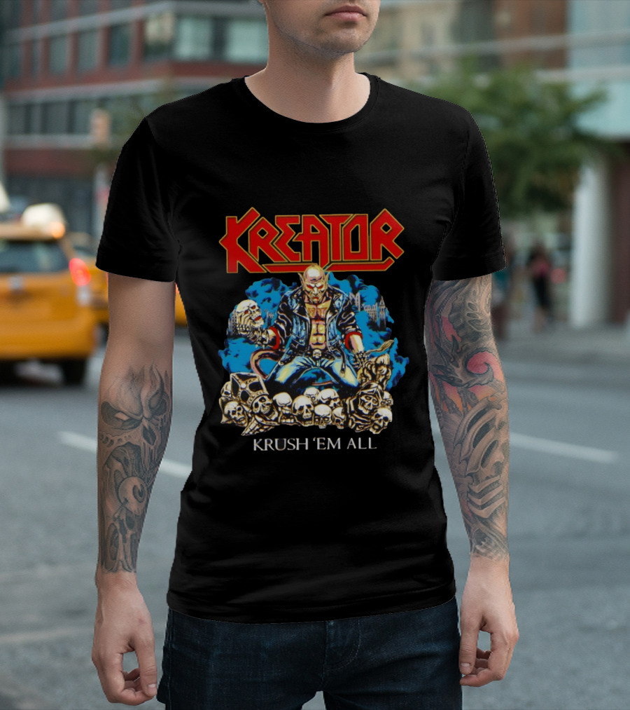 Kreator Krush 'Em All Thrash Metal Skulls And Warrior T-Shirt