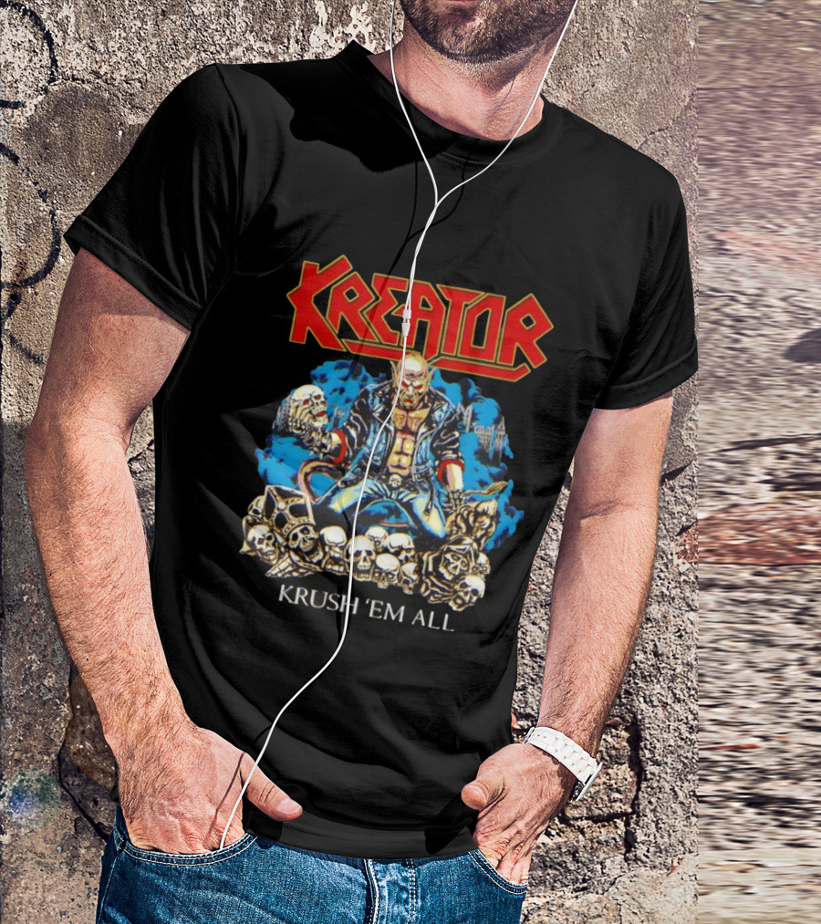 Kreator Krush 'Em All Thrash Metal Skulls And Warrior T-Shirt