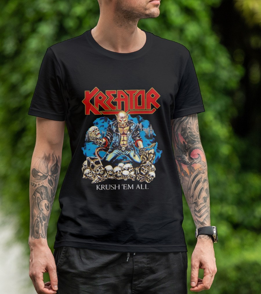 Kreator Krush 'Em All Thrash Metal Skulls And Warrior T-Shirt