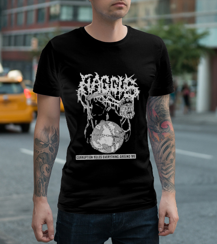 Harcus Grim Reaper Holding Chained Earth Corruption Rules Everything Around Me T-Shirt
