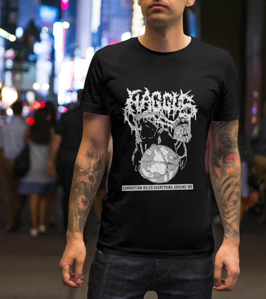 Harcus Grim Reaper Holding Chained Earth Corruption Rules Everything Around Me T-Shirt