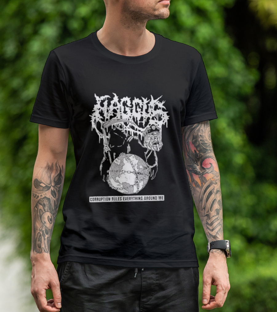 Harcus Grim Reaper Holding Chained Earth Corruption Rules Everything Around Me T-Shirt