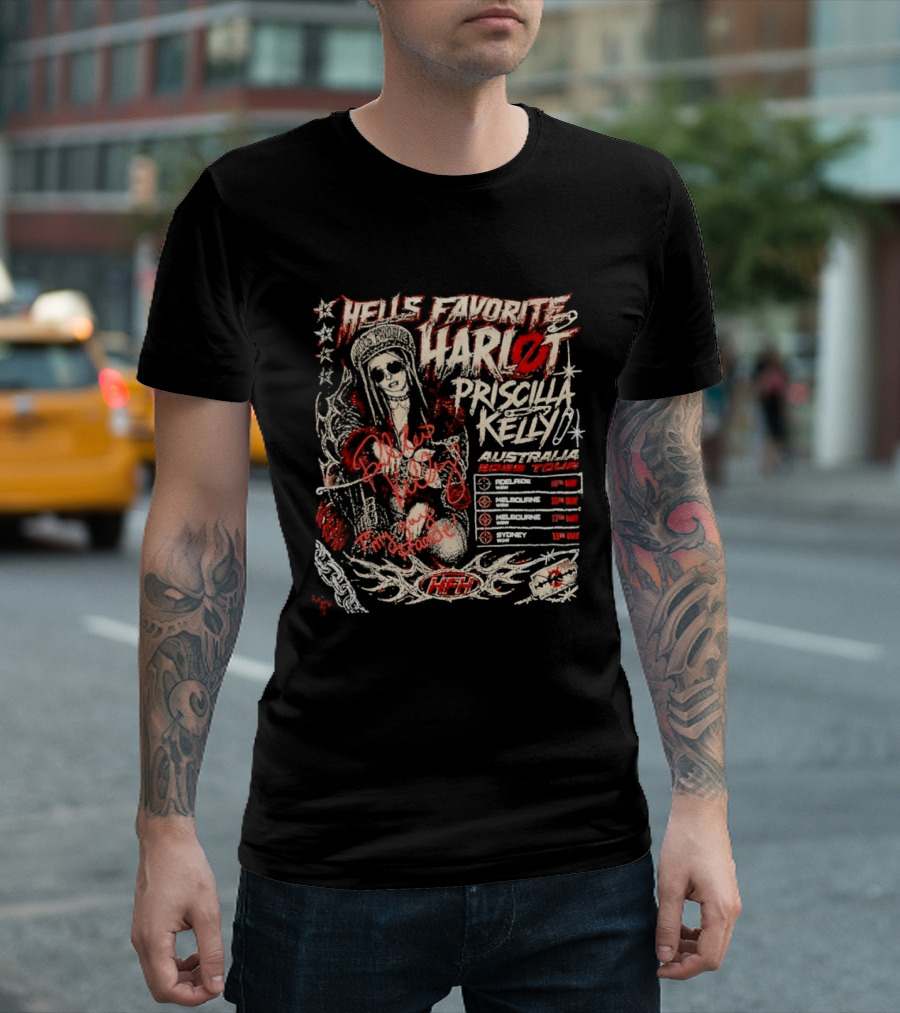 Hells Favorite Harlot Priscilla Kelly Australia 2026 Tour Dates T-Shirt