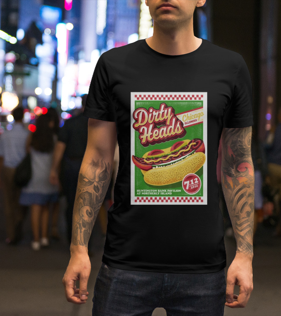 Dirty Heads Huntington Bank Pavilion Chicago Illinois Hot Dog July 12 2026 T-Shirt