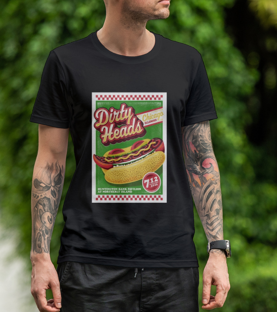Dirty Heads Huntington Bank Pavilion Chicago Illinois Hot Dog July 12 2026 T-Shirt