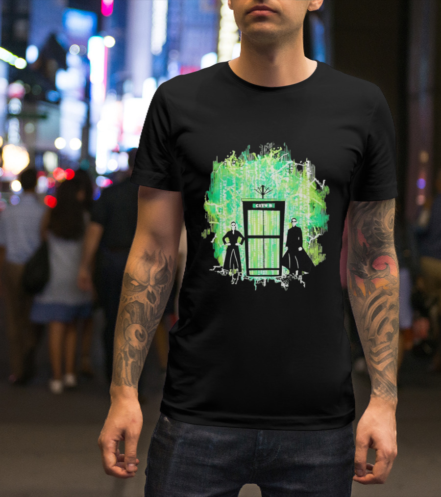 Matrix City Phone Booth Green Code Agents T-Shirt