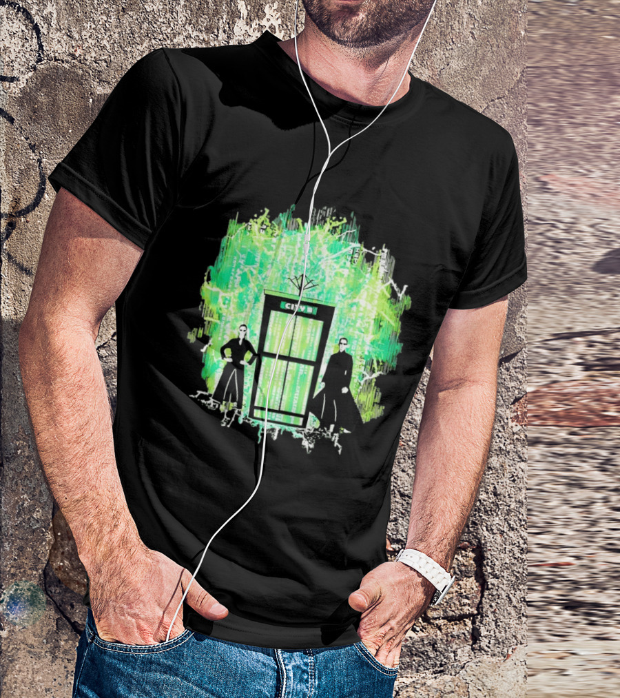 Matrix City Phone Booth Green Code Agents T-Shirt