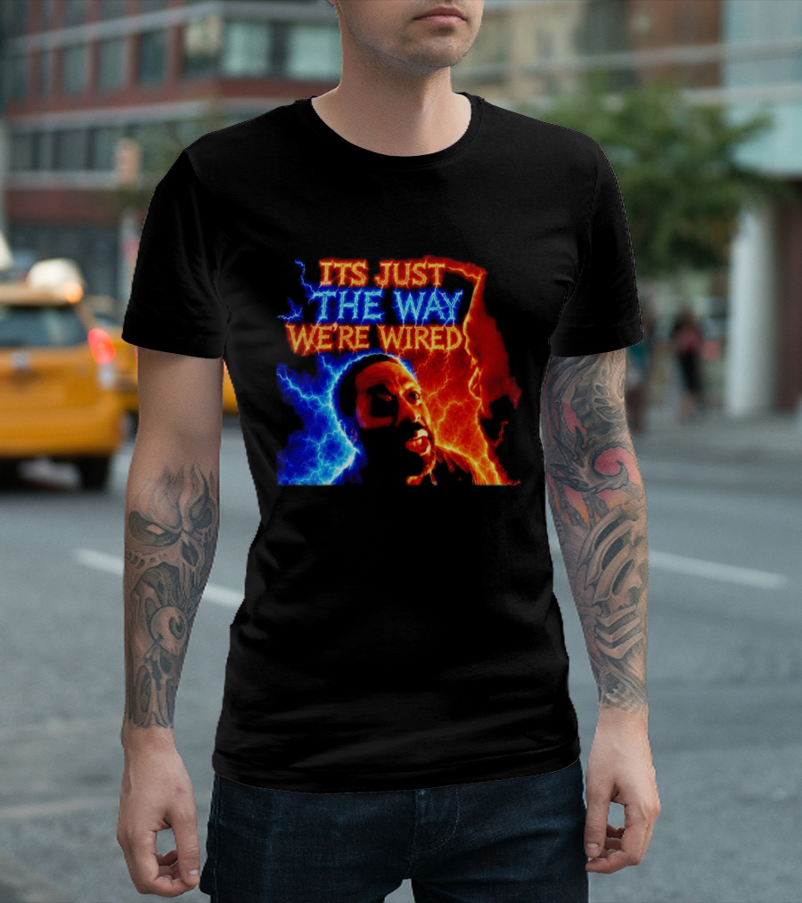 Its Just The Way We're Wired Red And Blue Lightning Face Illusion T-Shirt