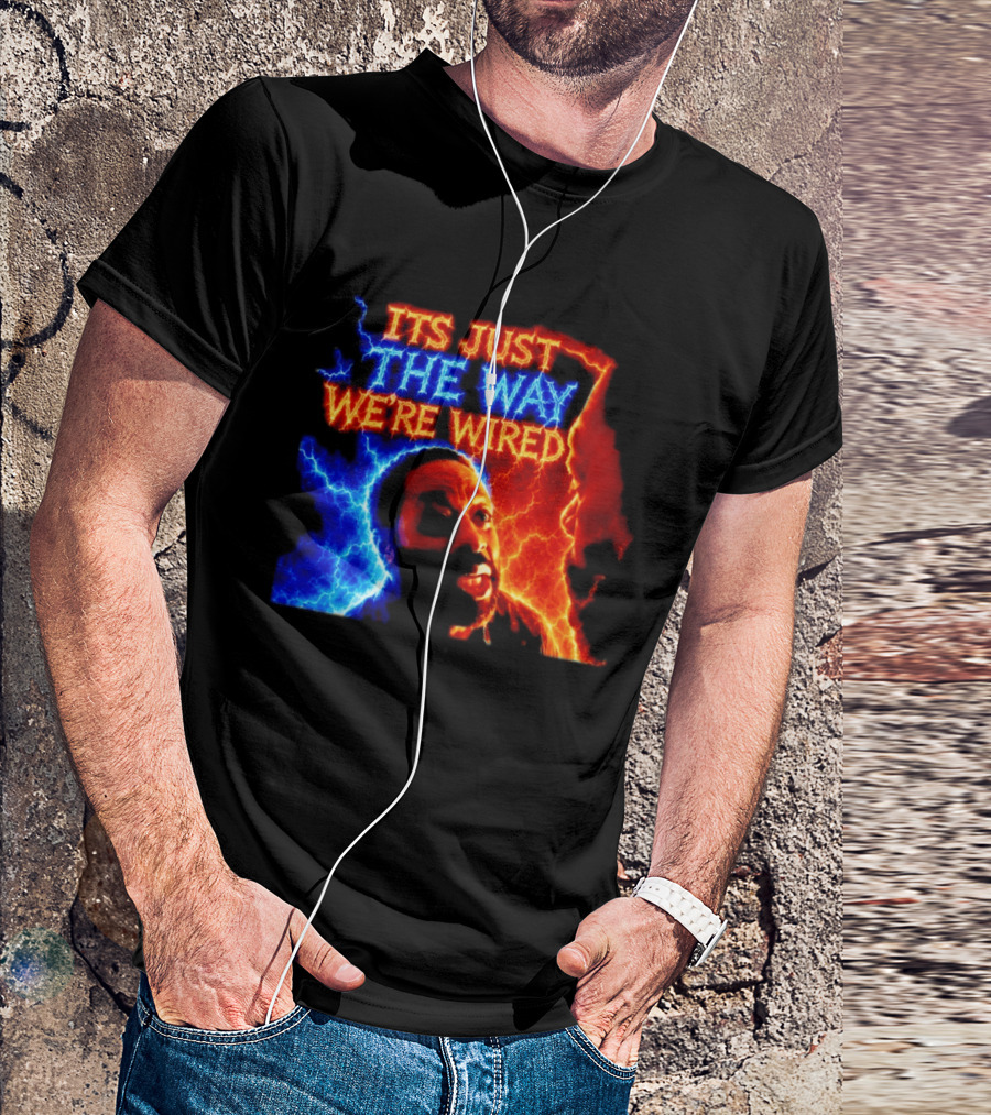 Its Just The Way We're Wired Red And Blue Lightning Face Illusion T-Shirt