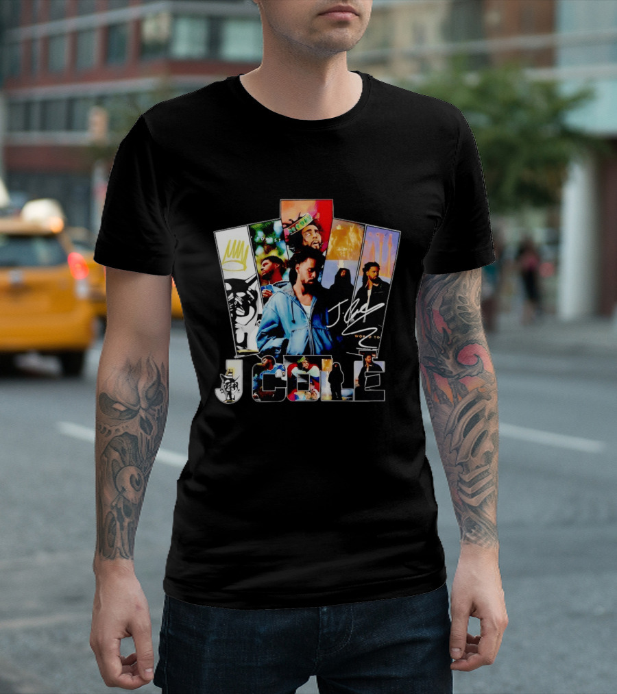 J Cole Woobst Collage Artwork With Crown And Signature T-Shirt