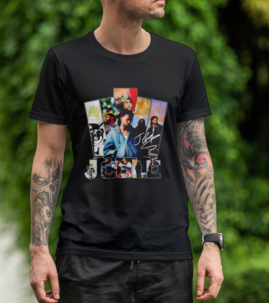 J Cole Woobst Collage Artwork With Crown And Signature T-Shirt