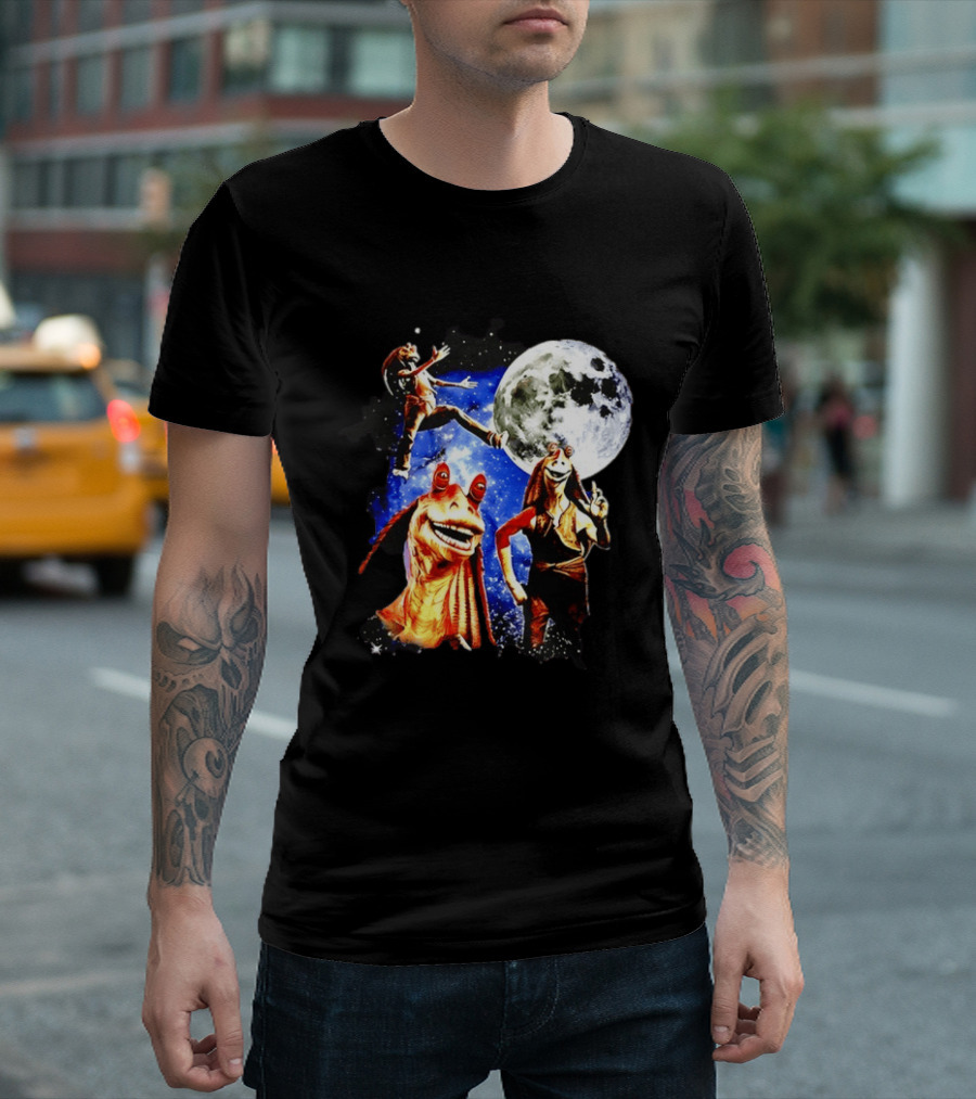 Jar Jar Binks Star Wars Gungan Moon And Space Adventure T-Shirt