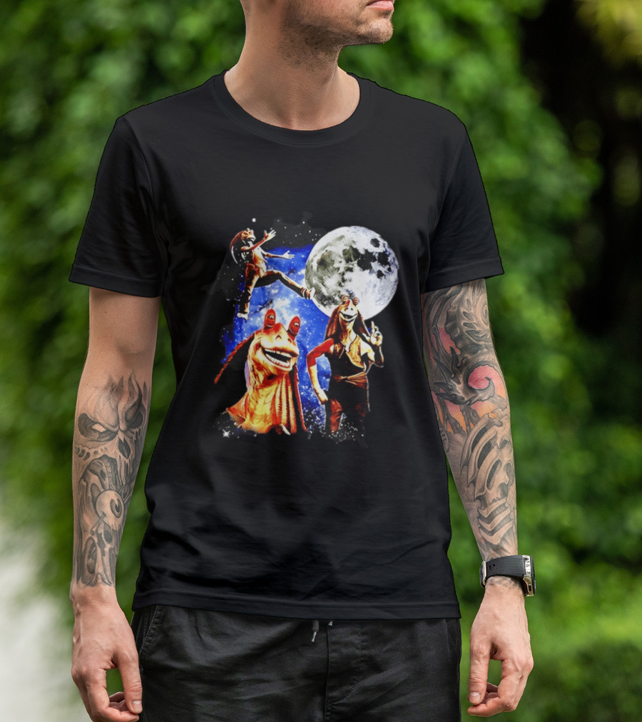 Jar Jar Binks Star Wars Gungan Moon And Space Adventure T-Shirt