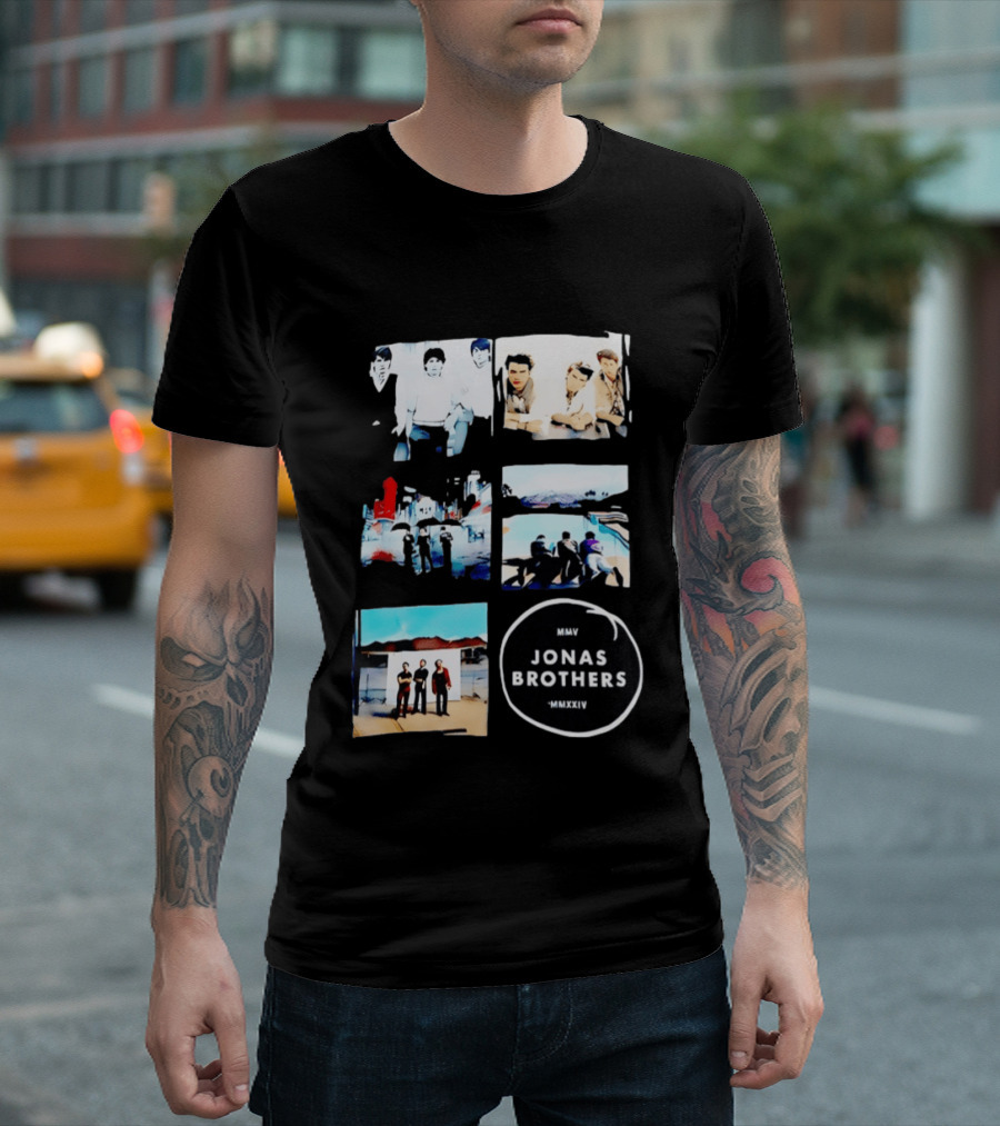 Jonas Brothers Collage MMV MMXXIV Music Band Photos Collection T-Shirt