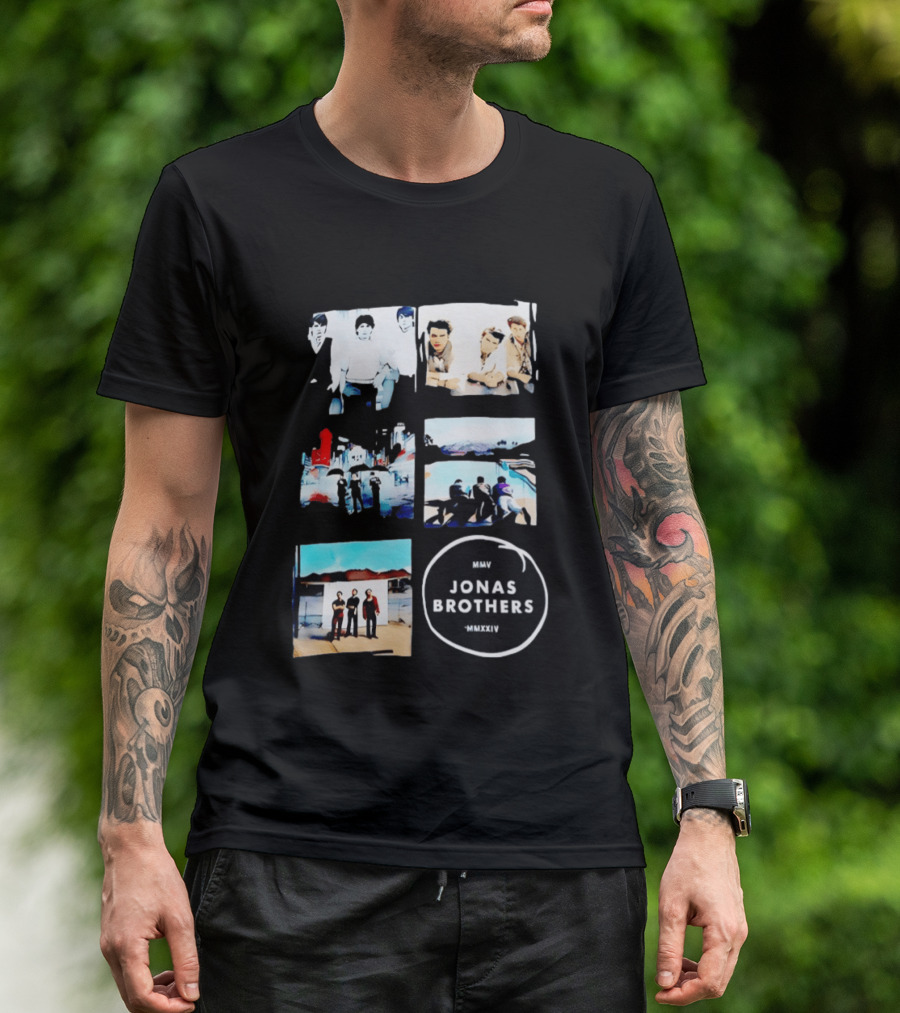 Jonas Brothers Collage MMV MMXXIV Music Band Photos Collection T-Shirt