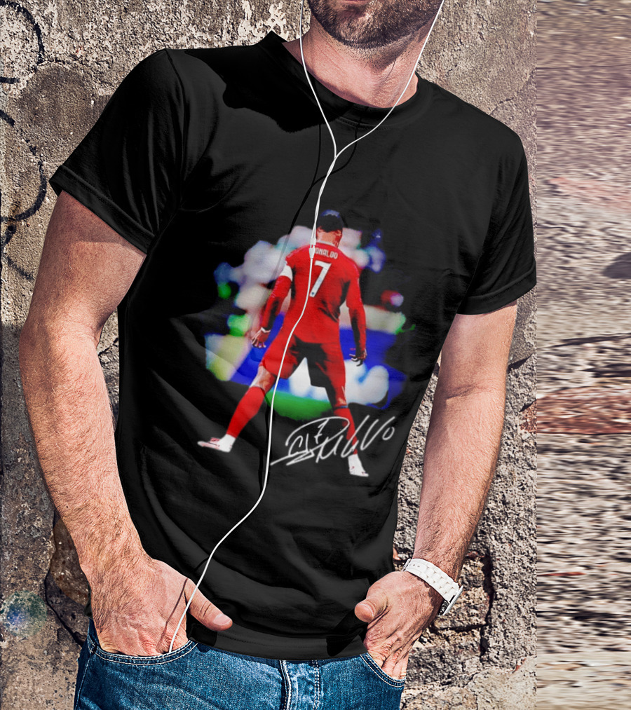 Ronaldo Number 7 Portugal National Team Jersey Photographic Arts With Autograph T-Shirt