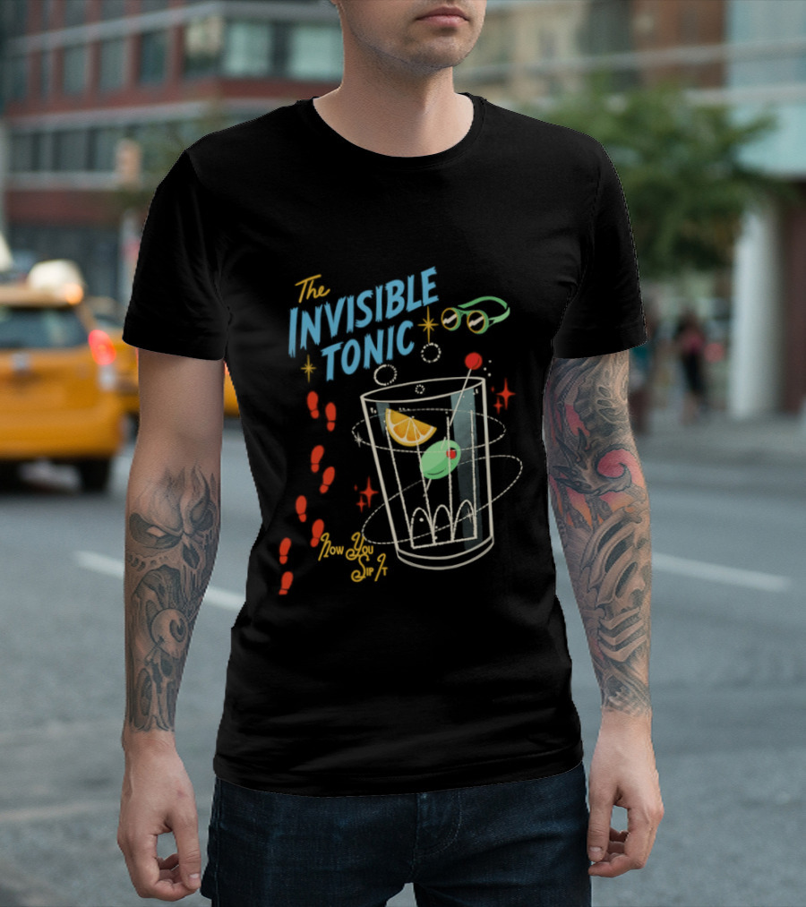 The Invisible Tonic Glass With Citrus Garnish And Playful Summer T-Shirt