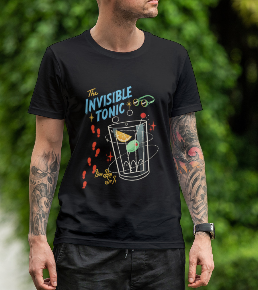 The Invisible Tonic Glass With Citrus Garnish And Playful Summer T-Shirt