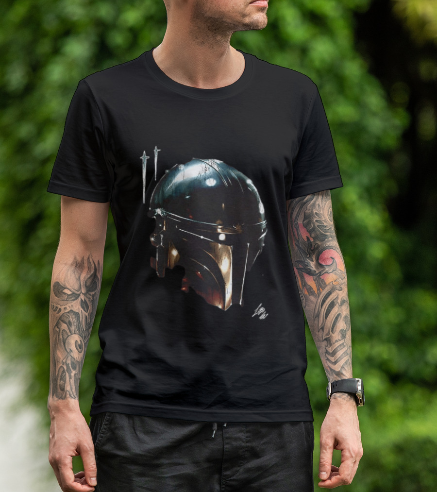 The Mandalorian Star Wars Helmet Iconic Two Sided Print T-Shirt
