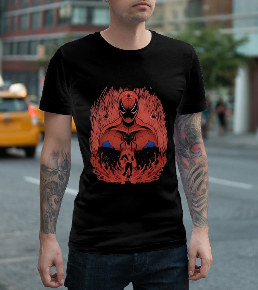 Spider Man Friendly Webslinger Shadowwork Comic T-Shirt