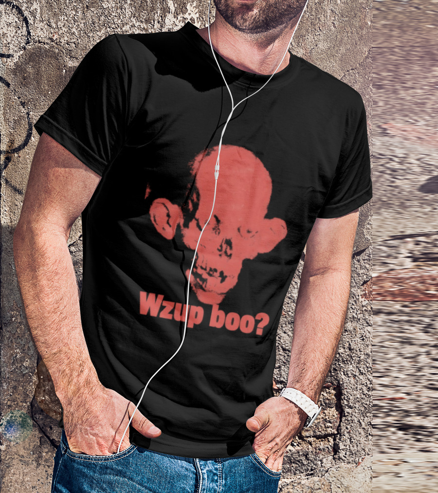 Wzup Boo Creepy Skull Horror Spooky T-Shirt