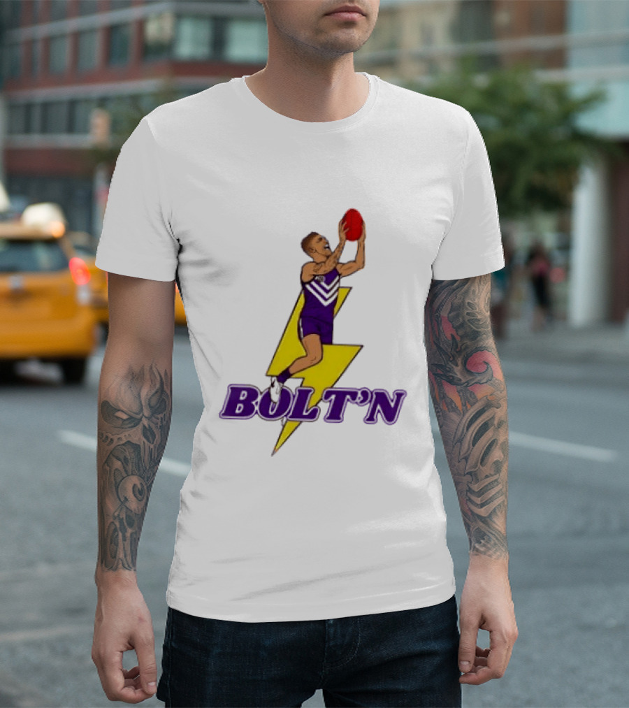 Bolt'n High Flying Australian Football Player AFL Footy T-Shirt