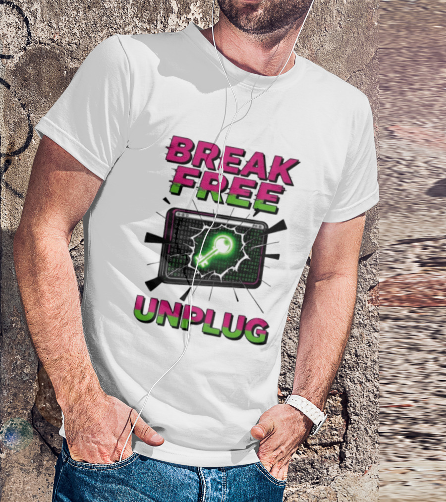 Break Free Unplug Digital Glitch Key Cyber T-Shirt