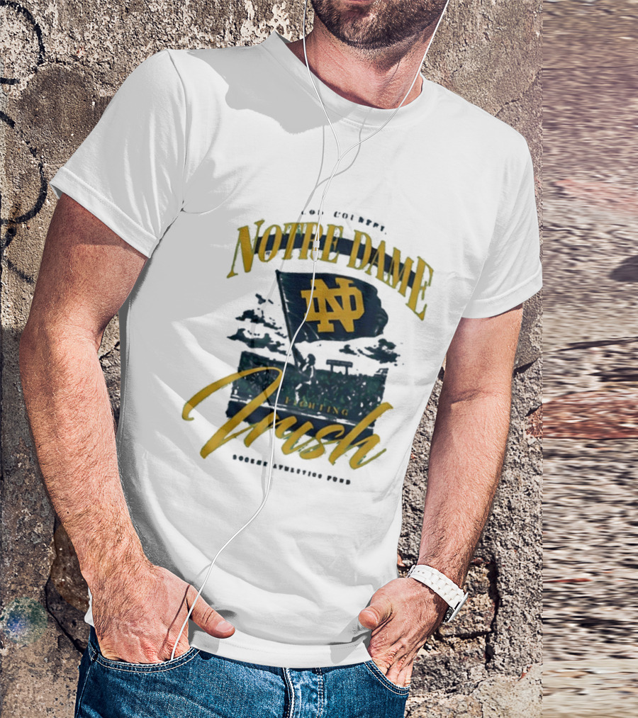 Notre Dame Fighting Irish God Country Rockne Athletics Fund ND Flag T-Shirt