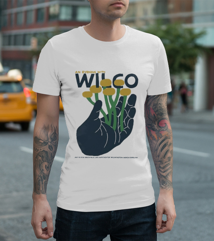 An Evening With Wilco Greenfield Lake Amphitheater 7 13 26 Wilmington NC Hand Flowers T-Shirt