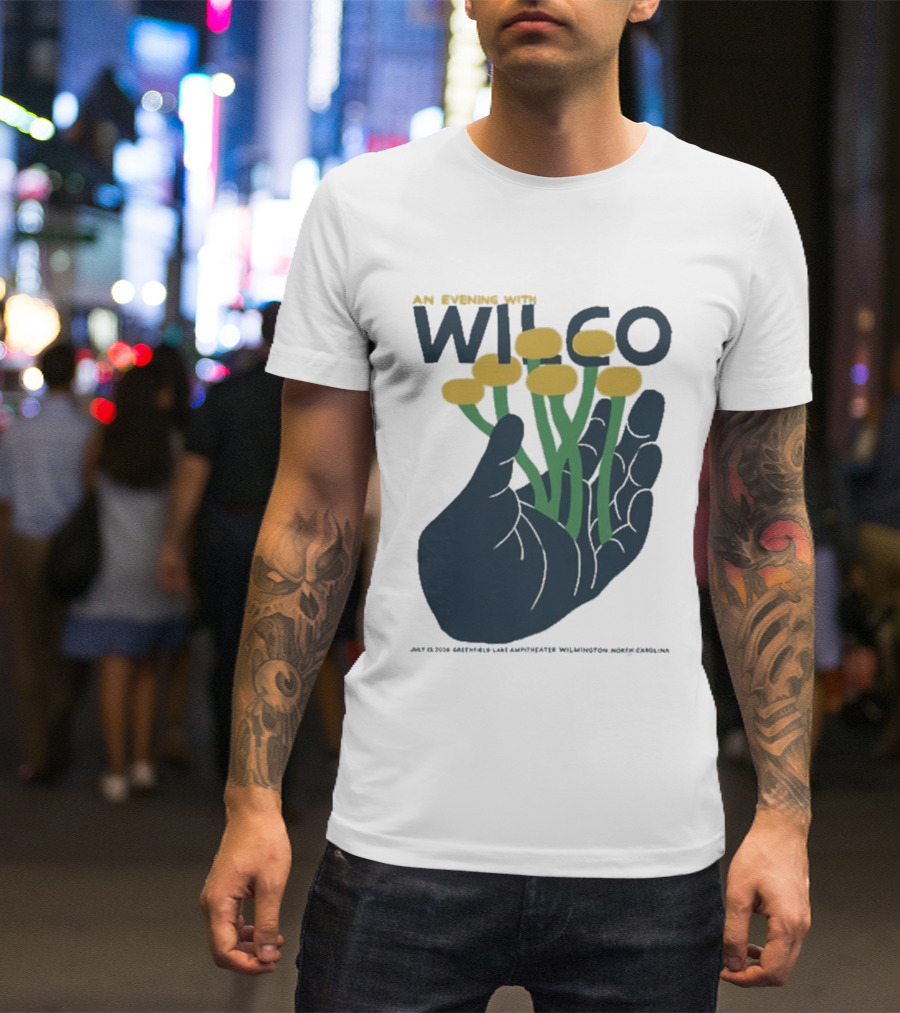 An Evening With Wilco Greenfield Lake Amphitheater 7 13 26 Wilmington NC Hand Flowers T-Shirt