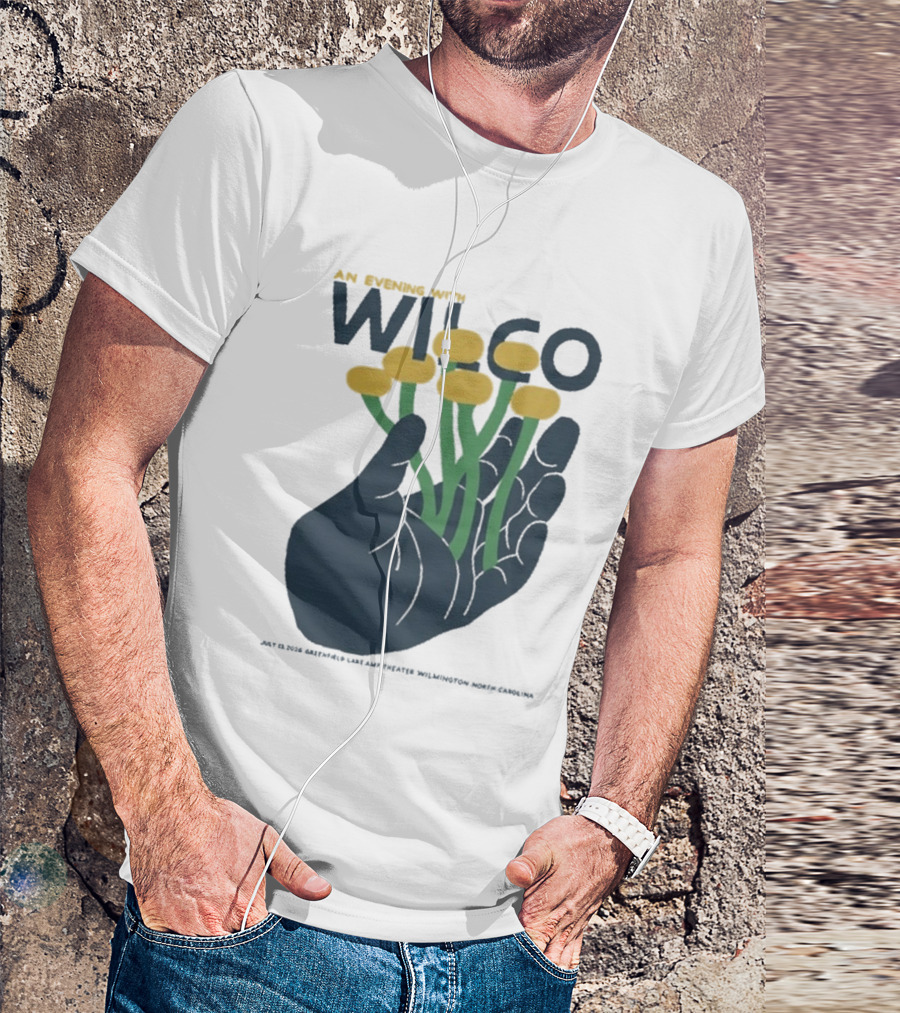 An Evening With Wilco Greenfield Lake Amphitheater 7 13 26 Wilmington NC Hand Flowers T-Shirt
