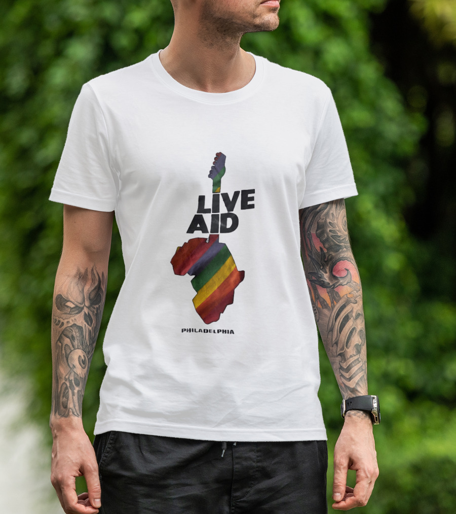 1985 Live Aid Rainbow Guitar Philadelphia Concert T-Shirt