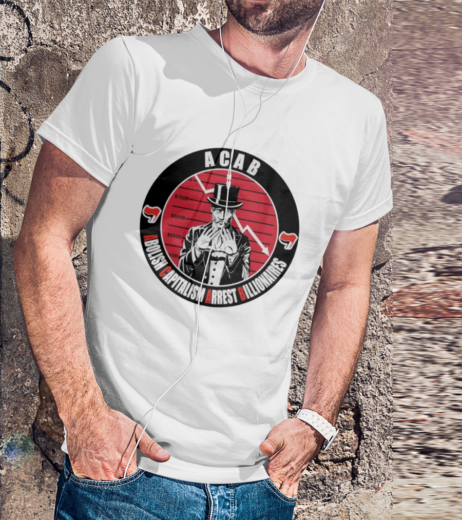 ACAB Abolish Capitalism Arrest Billionaires Monopoly Man Falling Stock Market T-Shirt