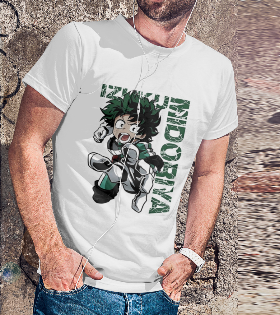 Izuku Midoriya Action Pose Green Hero Costume Anime T-Shirt