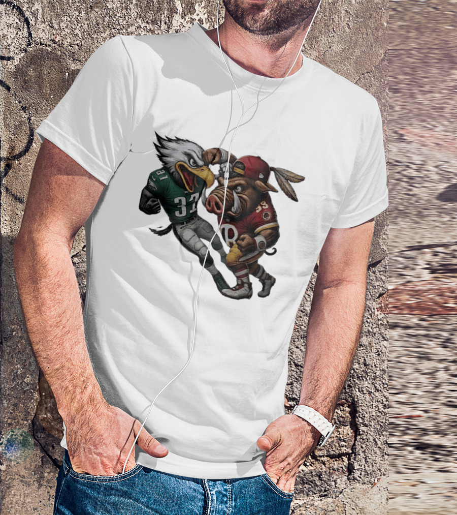 Eagles Versus Redskins Fight Cartoon NFL Rivalry T-Shirt